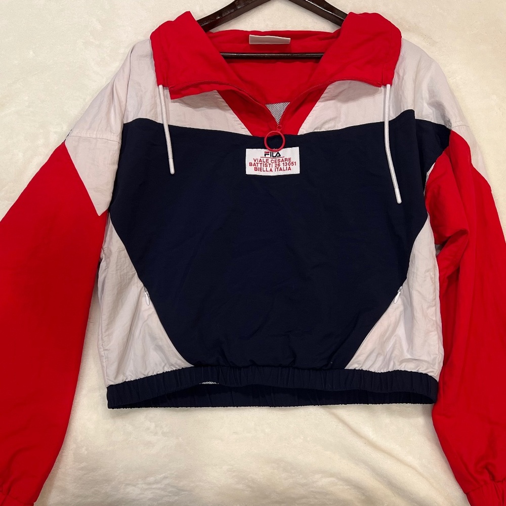 Vintage FILA Biella Italia Color block Windbreaker 1/4 Zip Jacket Women’s Size M